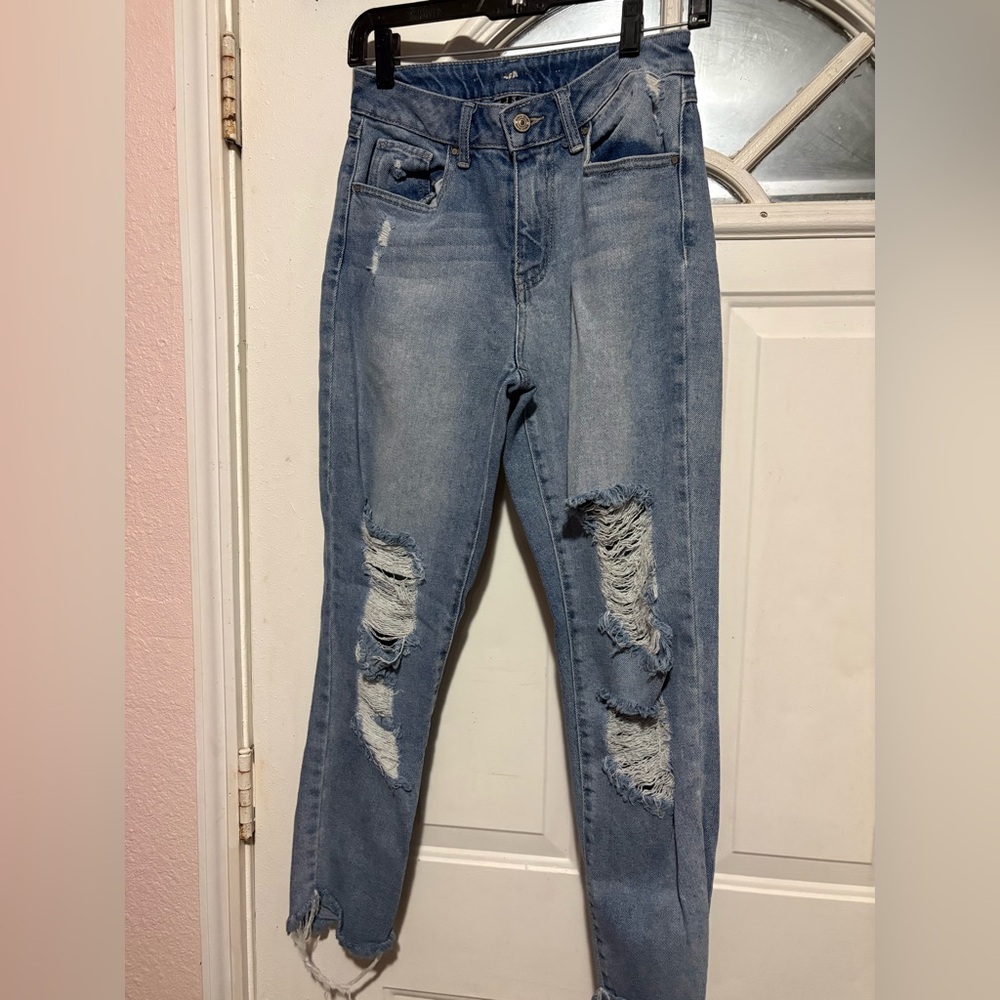 High-Rise Distressed Women’s Jeans - Light Blue